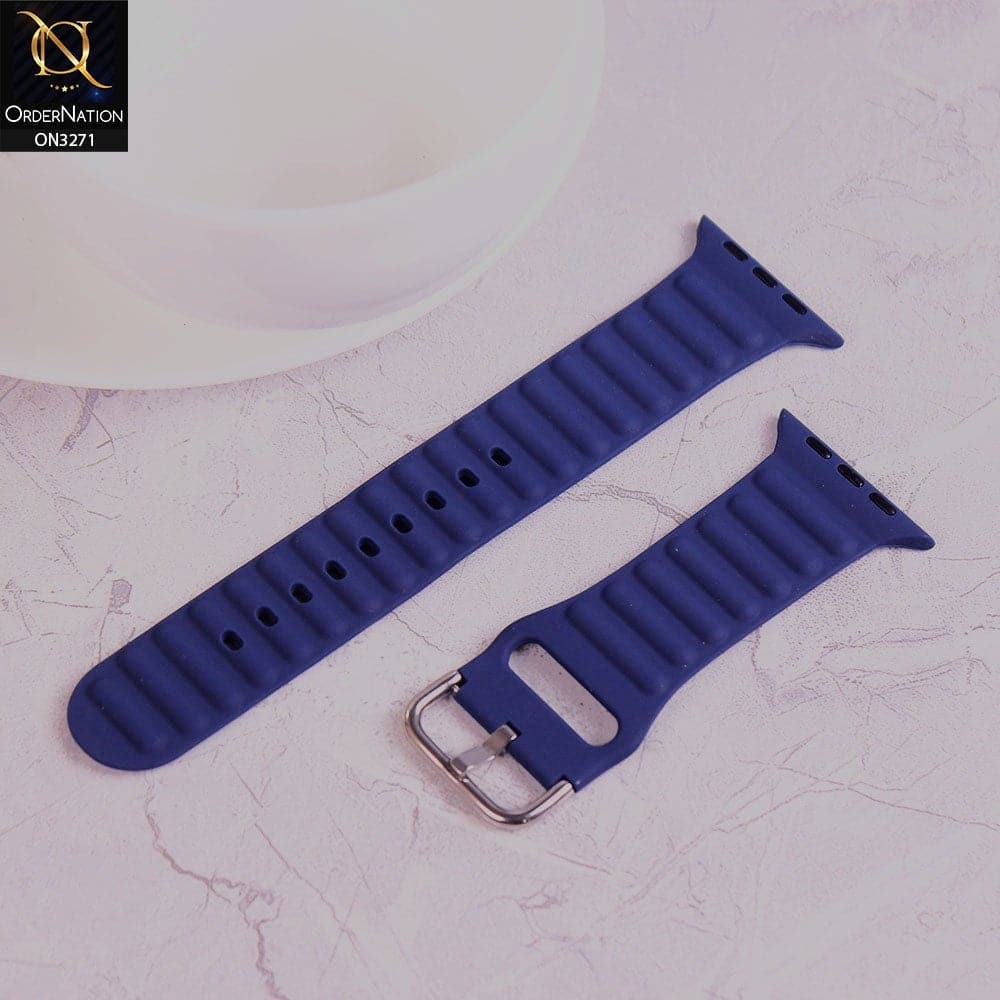 Apple Watch Series 4 (44mm) Strap - Blue - New Style Soft Silicone Smart Watch Strap