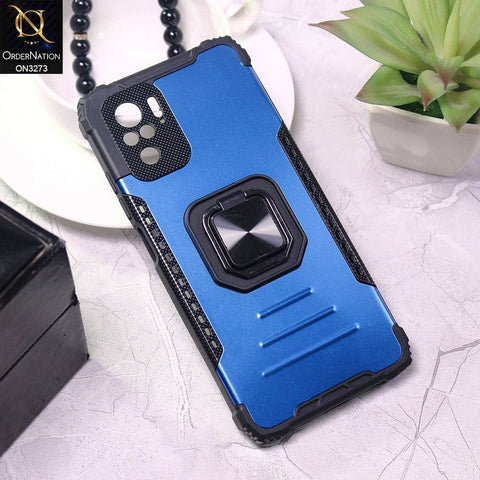 Xiaomi Redmi Note 10S Cover - Blue - New Stylish Hybrid Finger Holder Camera Protection Soft Case