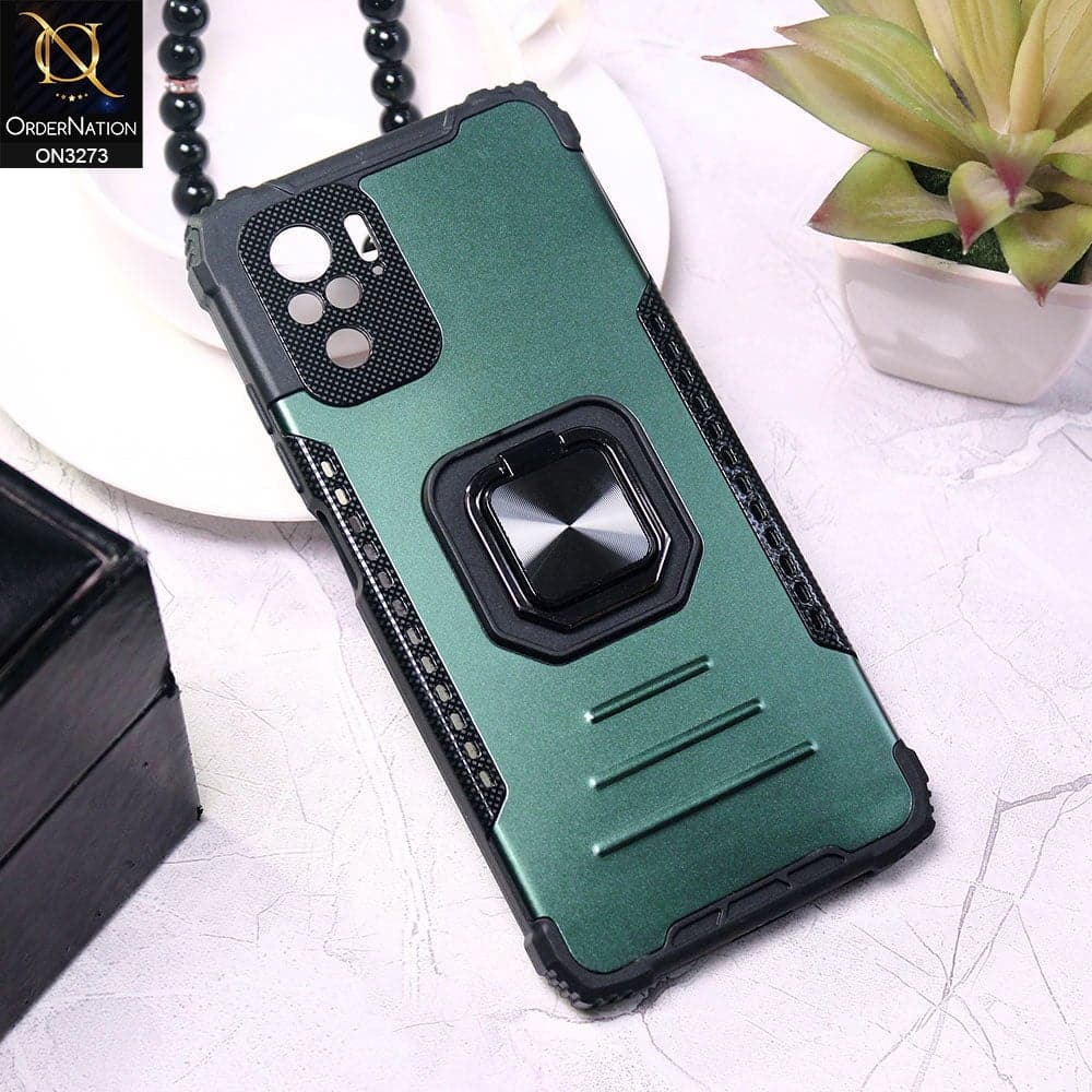 Xiaomi Redmi Note 10 4G Cover - Green - New Stylish Hybrid Finger Holder Camera Protection Soft Case