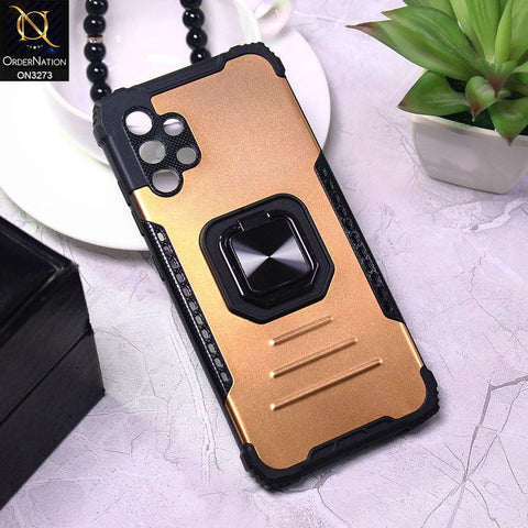 Samsung Galaxy A32 Cover - Golden - New Stylish Hybrid Finger Holder Camera Protection Soft Case