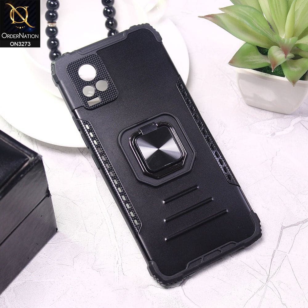 Vivo V20 Cover - Black - New Stylish Hybrid Finger Holder Camera Protection Soft Case