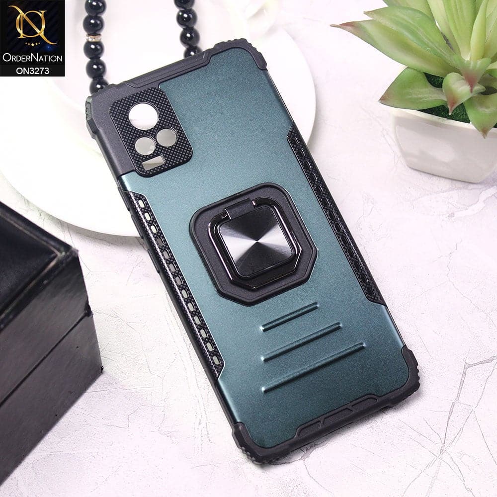 Vivo V20 Cover - Green - New Stylish Hybrid Finger Holder Camera Protection Soft Case