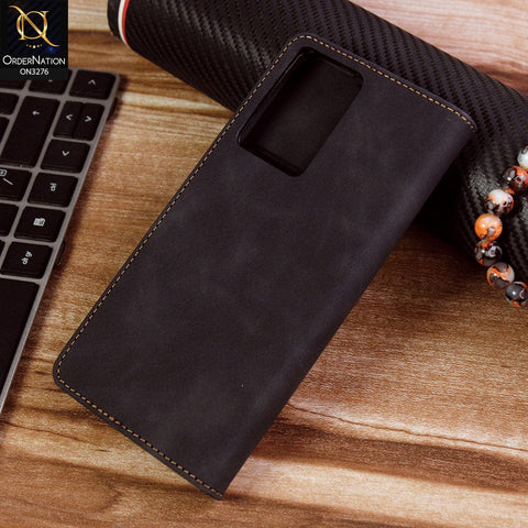 Oppo A77 4G Cover - Black - ONation Business Flip Series - Premium Magnetic Leather Wallet Flip book Card Slots Soft Case
