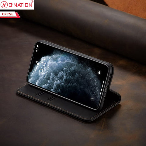 Oppo A5 2020 Cover - Black - ONation Business Flip Series - Premium Magnetic Leather Wallet Flip book Card Slots Soft Case
