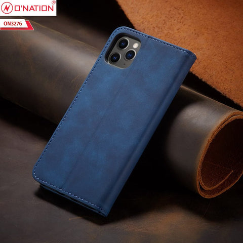 Vivo Y21a Cover - Blue - ONation Business Flip Series - Premium Magnetic Leather Wallet Flip book Card Slots Soft Case