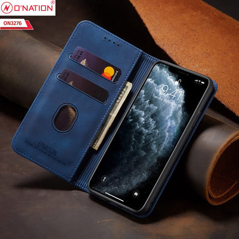 Vivo Y21t Cover - Blue - ONation Business Flip Series - Premium Magnetic Leather Wallet Flip book Card Slots Soft Case