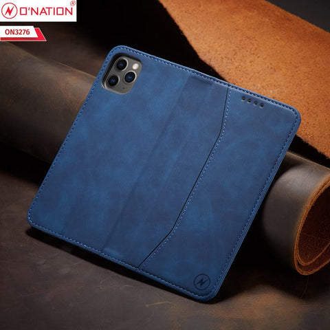 Vivo Y21g Cover - Blue - ONation Business Flip Series - Premium Magnetic Leather Wallet Flip book Card Slots Soft Case