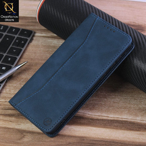 Samsung Galaxy A73 5G Cover - Blue - ONation Business Flip Series - Premium Magnetic Leather Wallet Flip book Card Slots Soft Case