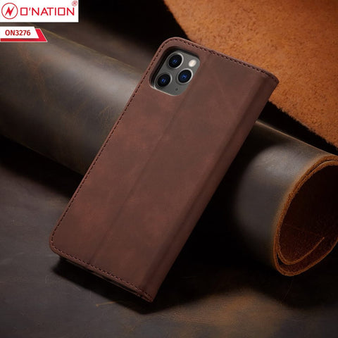 Vivo Y21t Cover - Dark Brown - ONation Business Flip Series - Premium Magnetic Leather Wallet Flip book Card Slots Soft Case
