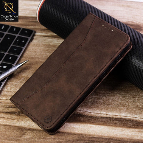 Samsung Galaxy A13 Cover - Dark Brown - ONation Business Flip Series - Premium Magnetic Leather Wallet Flip book Card Slots Soft Case