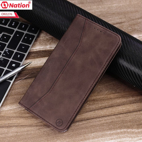 Samsung Galaxy A52s 5G Cover - Dark Brown - ONation Business Flip Series - Premium Magnetic Leather Wallet Flip book Card Slots Soft Case