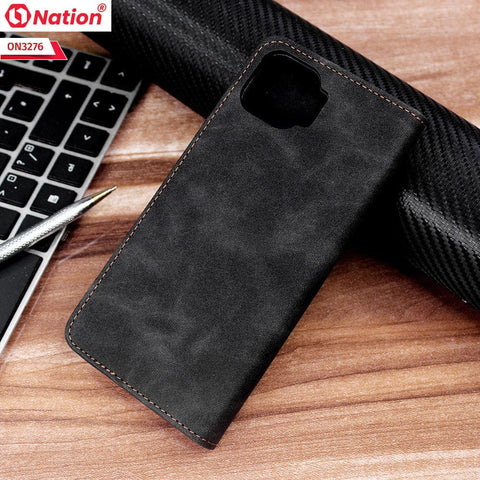 Oppo F17 Cover - Black - ONation Business Flip Series - Premium Magnetic Leather Wallet Flip book Card Slots Soft Case