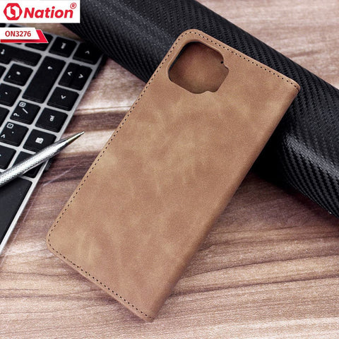 Oppo A93 Cover - Light Brown - ONation Business Flip Series - Premium Magnetic Leather Wallet Flip book Card Slots Soft Case