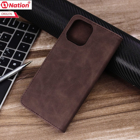 iPhone 14 Pro Max Cover - Dark Brown - ONation Business Flip Series - Premium Magnetic Leather Wallet Flip book Card Slots Soft Case