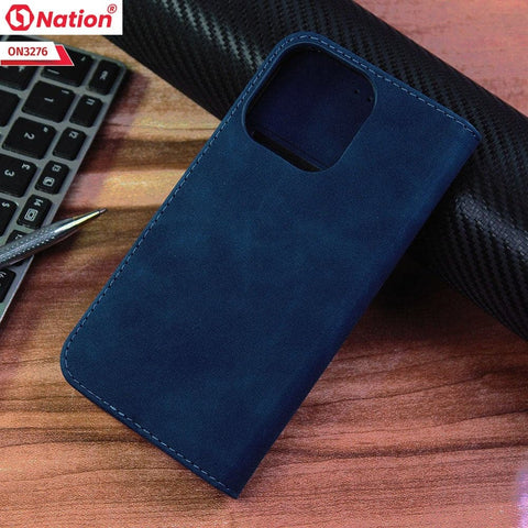 iPhone 13 Pro Cover - Blue - ONation Business Flip Series - Premium Magnetic Leather Wallet Flip book Card Slots Soft Case