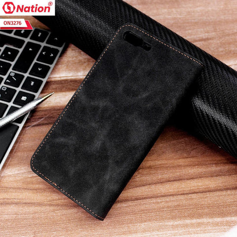 iPhone 8 Plus / 7 Plus Cover - Black - ONation Business Flip Series - Premium Magnetic Leather Wallet Flip book Card Slots Soft Case
