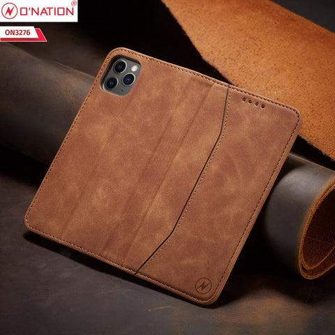 Vivo Y21G Cover - Light Brown - ONation Business Flip Series - Premium Magnetic Leather Wallet Flip book Card Slots Soft Case