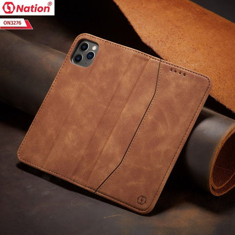 Xiaomi Redmi Note 10 Pro Max Cover - Light Brown - ONation Business Flip Series - Premium Magnetic Leather Wallet Flip book Card Slots Soft Case