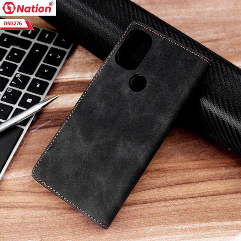 OnePlus Nord N10 Cover - Black - ONation Business Flip Series - Premium Magnetic Leather Wallet Flip book Card Slots Soft Case