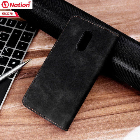 OnePlus 7 Cover - Black - ONation Business Flip Series - Premium Magnetic Leather Wallet Flip book Card Slots Soft Case