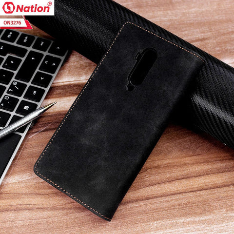 OnePlus 7 Pro Cover - Black - ONation Business Flip Series - Premium Magnetic Leather Wallet Flip book Card Slots Soft Case