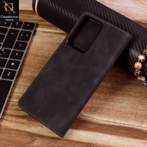 OnePlus Nord 2T Cover - Black - ONation Business Flip Series - Premium Magnetic Leather Wallet Flip book Card Slots Soft Case