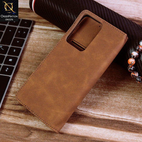 OnePlus Nord 2T Cover - Light Brown - ONation Business Flip Series - Premium Magnetic Leather Wallet Flip book Card Slots Soft Case