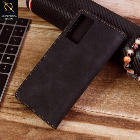 OnePlus Nord CE 2 5G Cover - Black - ONation Business Flip Series - Premium Magnetic Leather Wallet Flip book Card Slots Soft Case