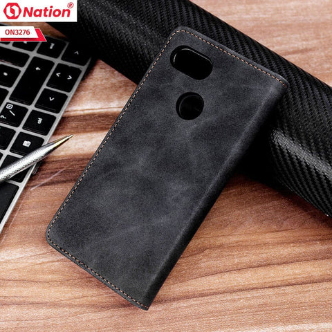 Google Pixel 3 Cover - Black - ONation Business Flip Series - Premium Magnetic Leather Wallet Flip book Card Slots Soft Case