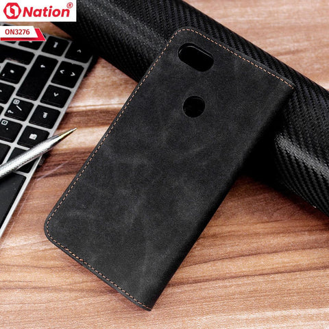 Google Pixel 3 XL Cover - Black - ONation Business Flip Series - Premium Magnetic Leather Wallet Flip book Card Slots Soft Case