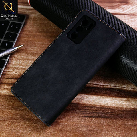 Oppo Reno 6 Pro 5G Cover - Black - ONation Business Flip Series - Premium Magnetic Leather Wallet Flip book Card Slots Soft Case