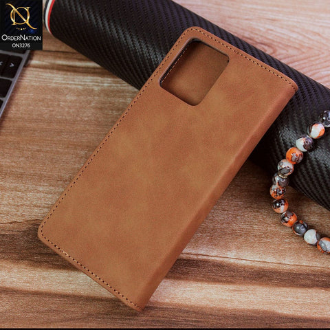 Realme 8 Cover - Light Brown - ONation Business Flip Series - Premium Magnetic Leather Wallet Flip book Card Slots Soft Case