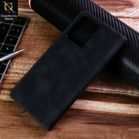 Realme C35 Cover - Black - ONation Business Flip Series - Premium Magnetic Leather Wallet Flip book Card Slots Soft Case