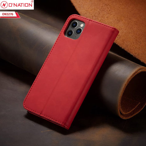 Oppo Reno 5 4G Cover - Red - ONation Business Flip Series - Premium Magnetic Leather Wallet Flip book Card Slots Soft Case