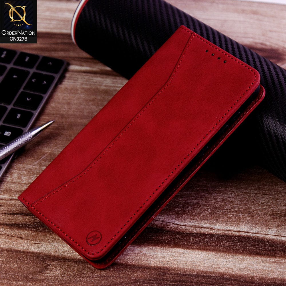 Samsung Galaxy A33 5G Cover - Red - ONation Business Flip Series - Premium Magnetic Leather Wallet Flip book Card Slots Soft Case