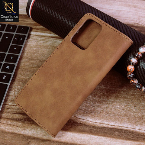 Xiaomi Redmi 10 Cover - Light Brown - ONation Business Flip Series - Premium Magnetic Leather Wallet Flip book Card Slots Soft Case