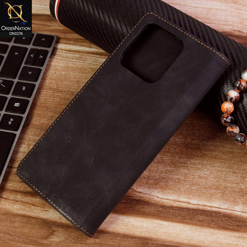 Xiaomi Redmi 10C Cover - Black - ONation Business Flip Series - Premium Magnetic Leather Wallet Flip book Card Slots Soft Case