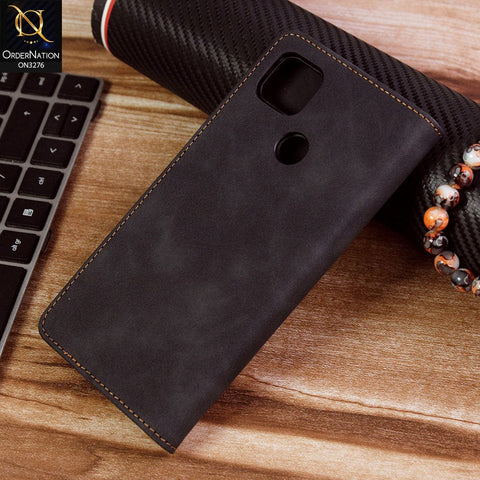 Xiaomi Redmi 9C Cover - Black - ONation Business Flip Series - Premium Magnetic Leather Wallet Flip book Card Slots Soft Case
