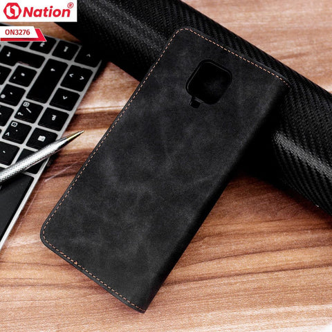 Xiaomi Redmi Note 9S Cover - Black - ONation Business Flip Series - Premium Magnetic Leather Wallet Flip book Card Slots Soft Case