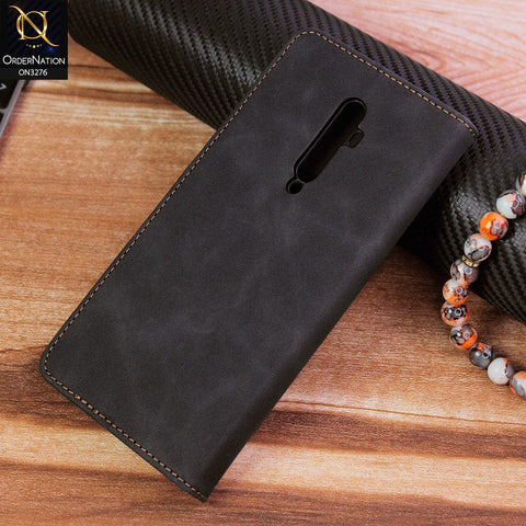 Oppo Reno 2Z Cover - Black - ONation Business Flip Series - Premium Magnetic Leather Wallet Flip book Card Slots Soft Case