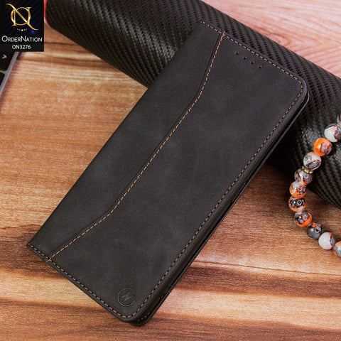Oppo Reno 2F Cover - Black - ONation Business Flip Series - Premium Magnetic Leather Wallet Flip book Card Slots Soft Case
