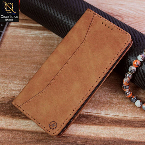 Oppo Reno 2Z Cover - Light Brown - ONation Business Flip Series - Premium Magnetic Leather Wallet Flip book Card Slots Soft Case
