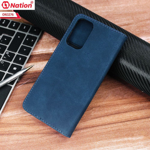 Oppo Reno 5 4G Cover - Blue - ONation Business Flip Series - Premium Magnetic Leather Wallet Flip book Card Slots Soft Case