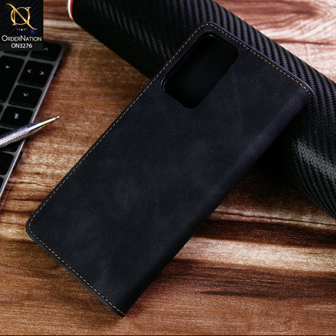 Oppo Reno 6 Cover - Black - ONation Business Flip Series - Premium Magnetic Leather Wallet Flip book Card Slots Soft Case