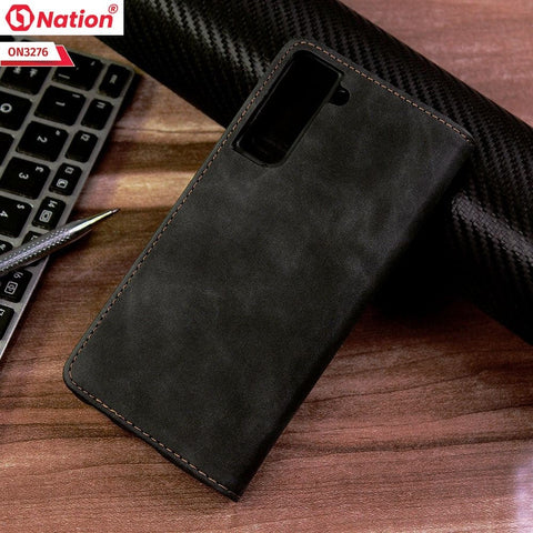 Samsung Galaxy S21 Plus 5G Cover - Black - ONation Business Flip Series - Premium Magnetic Leather Wallet Flip book Card Slots Soft Case - ( Stylus Pen Will Not Work Besause Of Magnet)