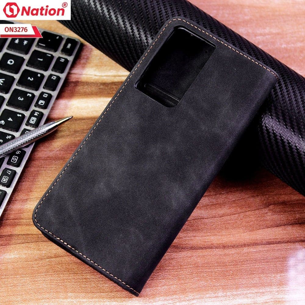 Samsung Galaxy S21 Ultra 5G Cover Black ONation Business Flip Series Premium Magnetic Leather Wallet Flip book Card Slots Soft Case Stylus