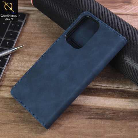 Samsung Galaxy A13 Cover - Blue - ONation Business Flip Series - Premium Magnetic Leather Wallet Flip book Card Slots Soft Case
