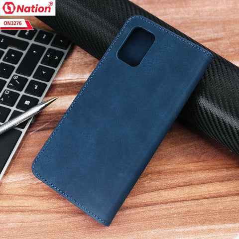 Samsung Galaxy A71 Cover - Blue - ONation Business Flip Series - Premium Magnetic Leather Wallet Flip book Card Slots Soft Case