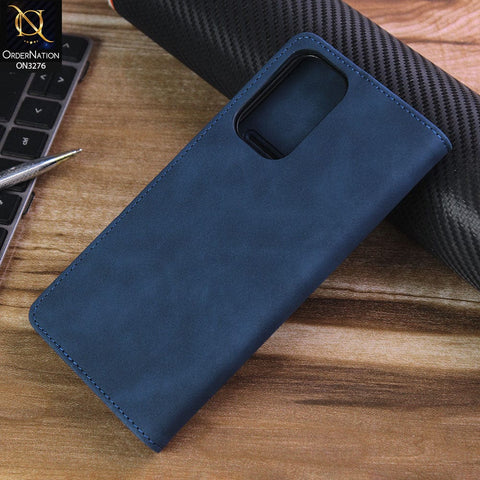 Samsung Galaxy A73 5G Cover - Blue - ONation Business Flip Series - Premium Magnetic Leather Wallet Flip book Card Slots Soft Case