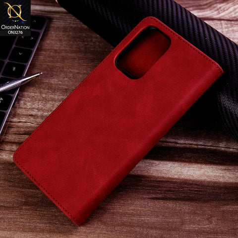 Samsung Galaxy A73 5G Cover - Red - ONation Business Flip Series - Premium Magnetic Leather Wallet Flip book Card Slots Soft Case